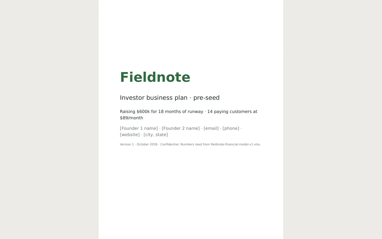 Thesis: Plan cover, page 1