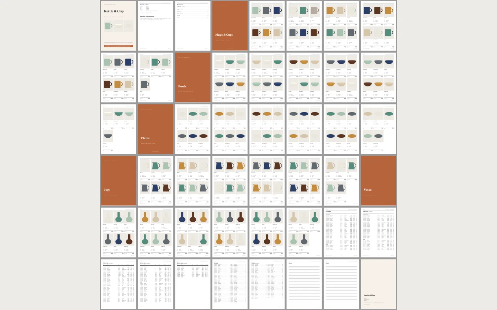 All 48 catalogue pages laid out as a grid